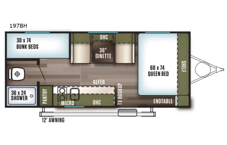 Representative floor plan provided by a trusted RVshare partner.
