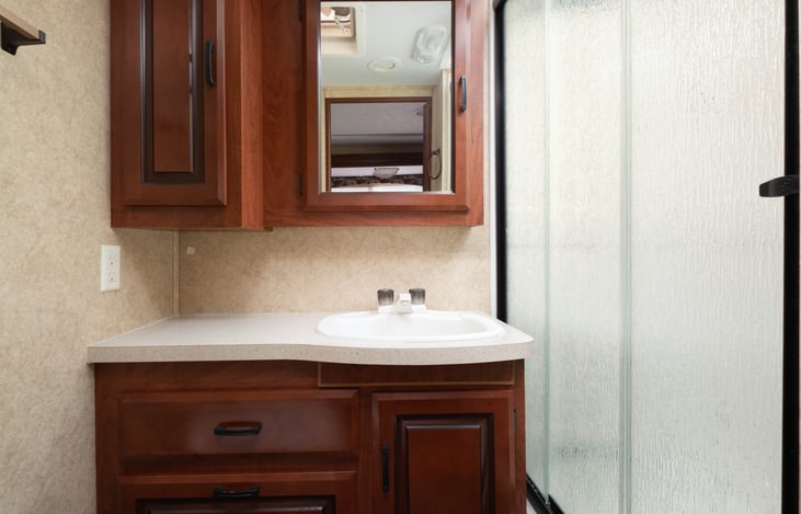 Large Bathroom and Shower. Low Fragrance Shampoo, Conditioner, and Body Wash provided.