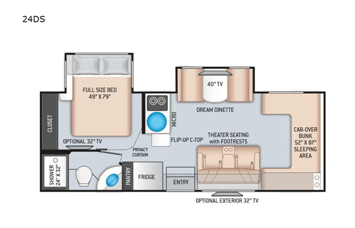 Representative floor plan provided by a trusted RVshare partner.