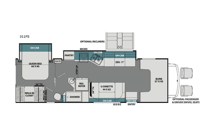 Representative floor plan provided by a trusted RVshare partner.