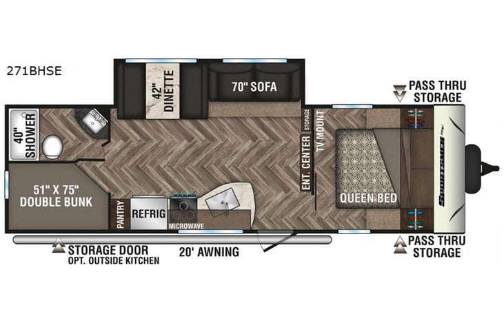 Representative floor plan provided by a trusted RVshare partner.