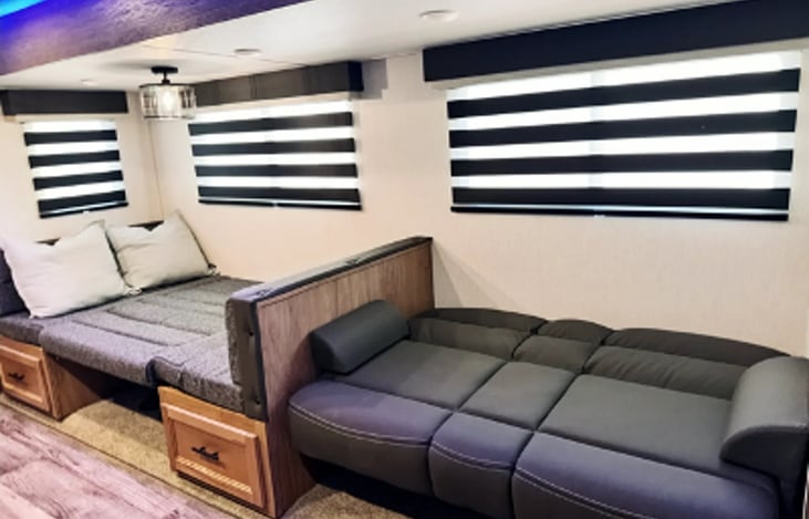 Dinette and jackknife converted into sleeping areas