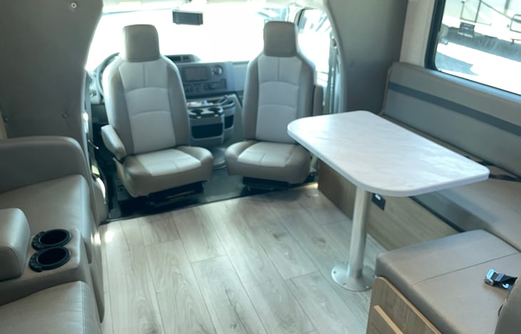 Captain chairs swivel for more room to sit