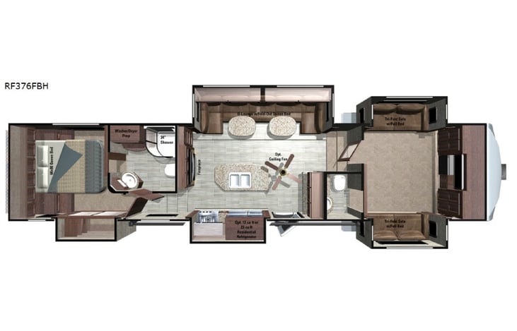 Representative floor plan provided by a trusted RVshare partner.