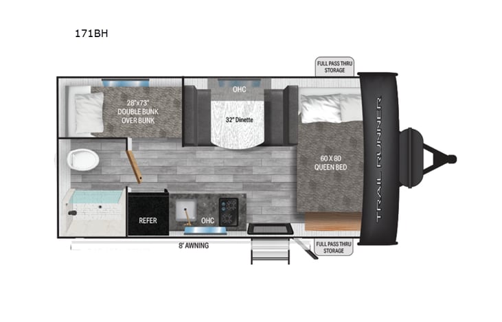 Representative floor plan provided by a trusted RVshare partner.