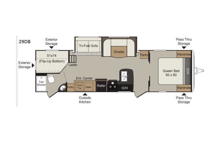 Representative floor plan provided by a trusted RVshare partner.