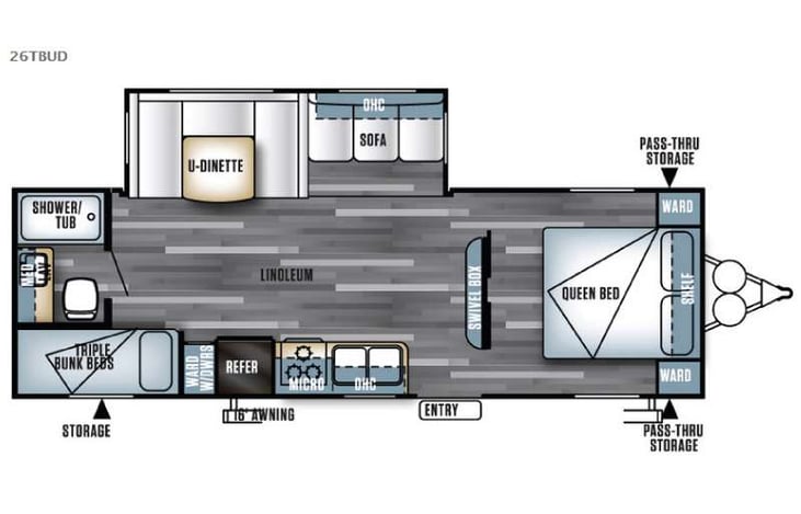 Representative floor plan provided by a trusted RVshare partner.