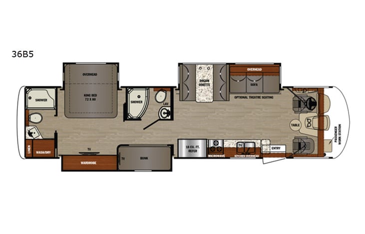 Representative floor plan provided by a trusted RVshare partner.