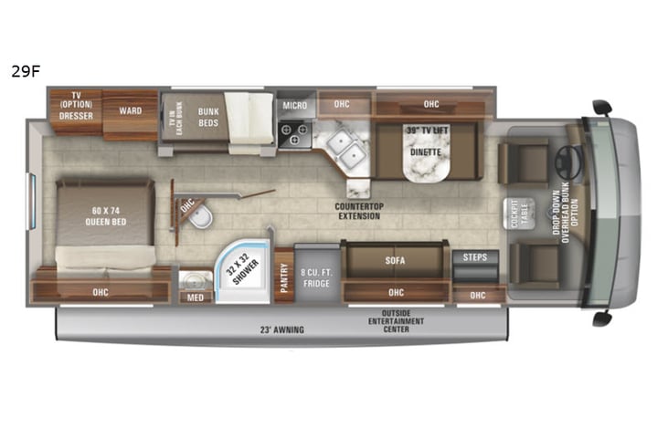 Representative floor plan provided by a trusted RVshare partner.