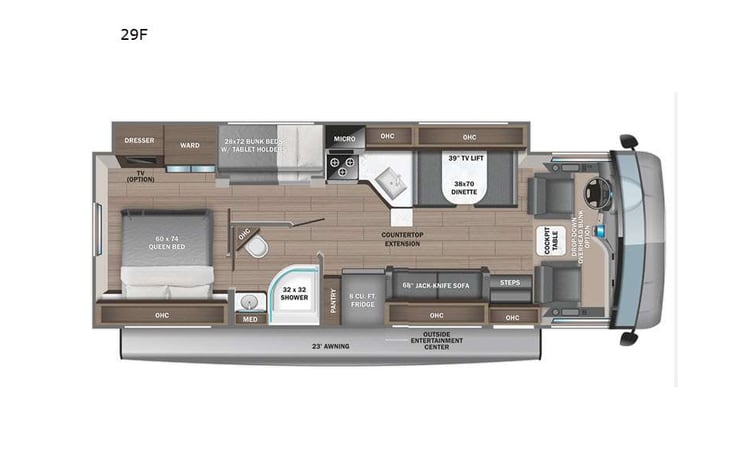 Representative floor plan provided by a trusted RVshare partner.