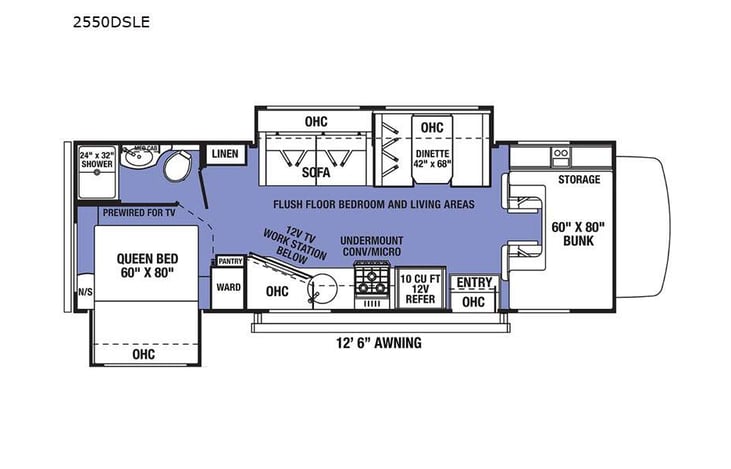 Representative floor plan provided by a trusted RVshare partner.