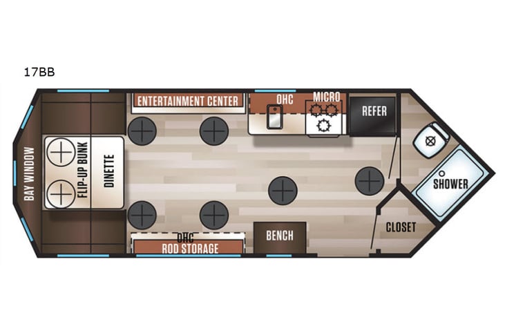 Representative floor plan provided by a trusted RVshare partner.