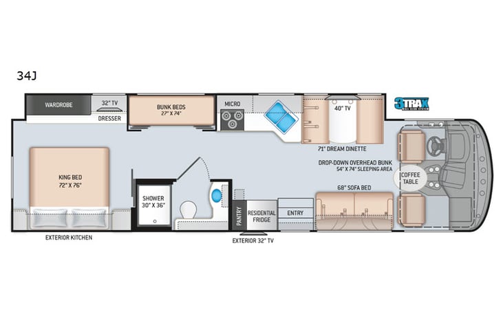 Representative floor plan provided by a trusted RVshare partner.