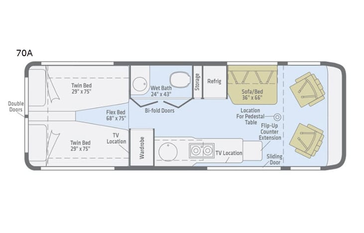 Representative floor plan provided by a trusted RVshare partner.