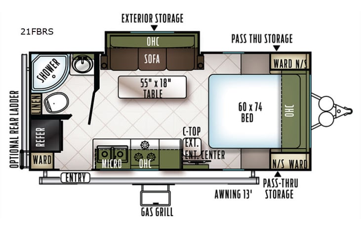 Representative floor plan provided by a trusted RVshare partner.
