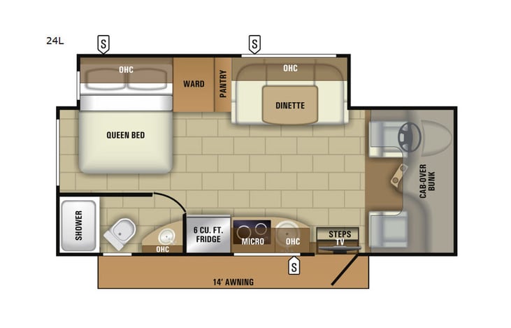 Representative floor plan provided by a trusted RVshare partner.