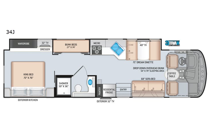 Representative floor plan provided by a trusted RVshare partner.