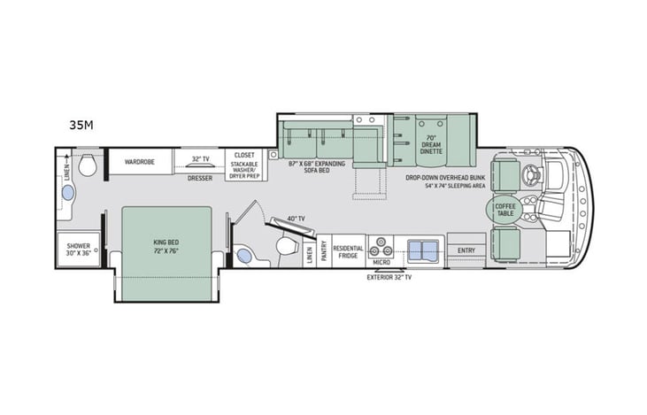 Representative floor plan provided by a trusted RVshare partner.