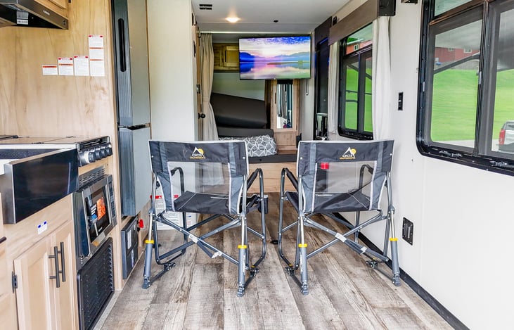 Enjoy indoor entertainment from all angles.
*Chairs not included.