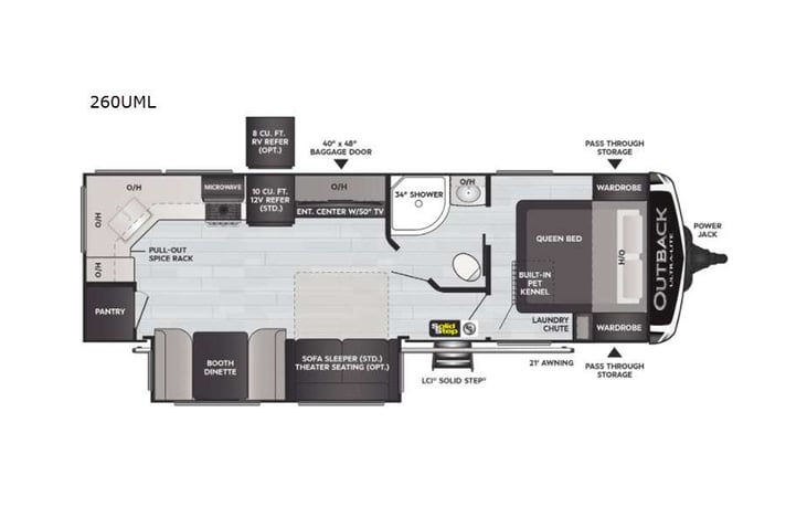 Representative floor plan provided by a trusted RVshare partner.