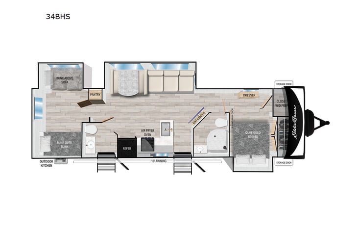Representative floor plan provided by a trusted RVshare partner.
