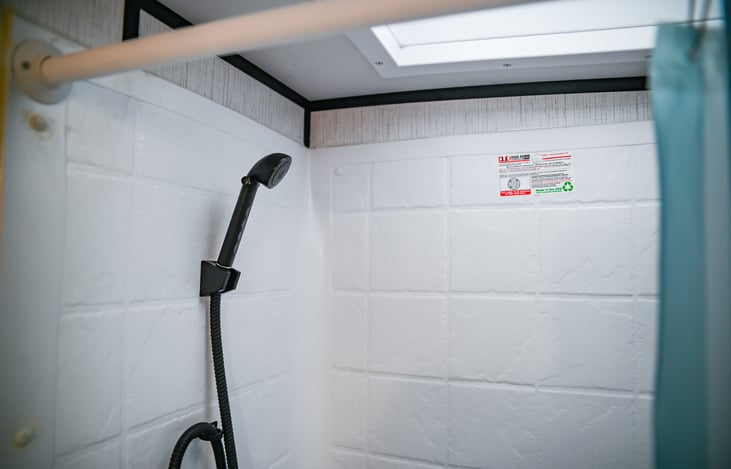 Spacious shower with ample headroom—perfect for taller guests like me (6' 3") to enjoy a comfortable and refreshing shower experience.