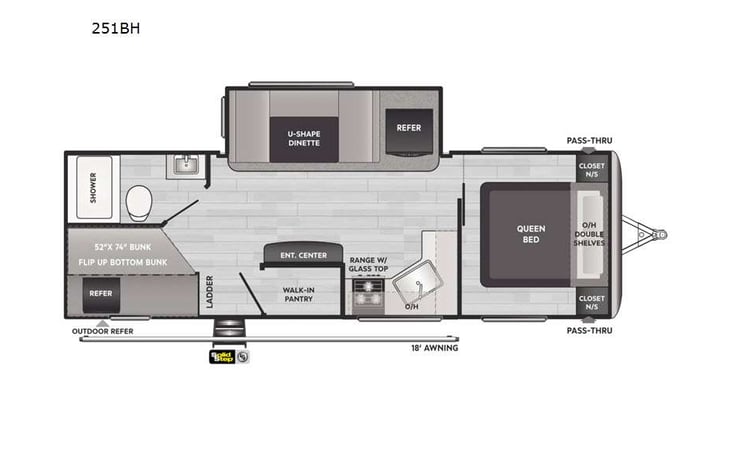 Representative floor plan provided by a trusted RVshare partner.