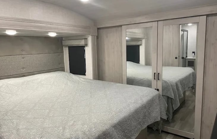 King size memory foam in master bedroom.