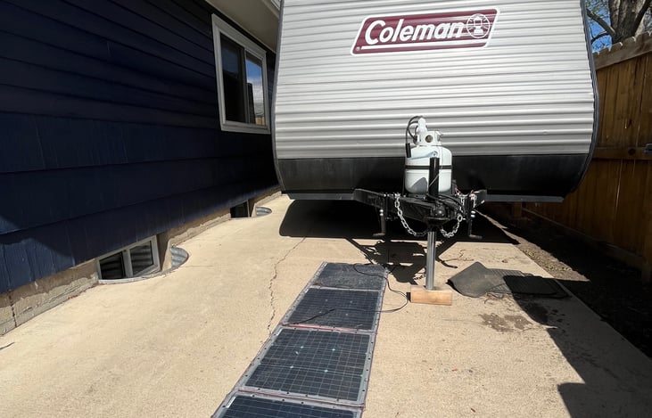 front of the ship. Solar panel set up for lighting if boondoocking