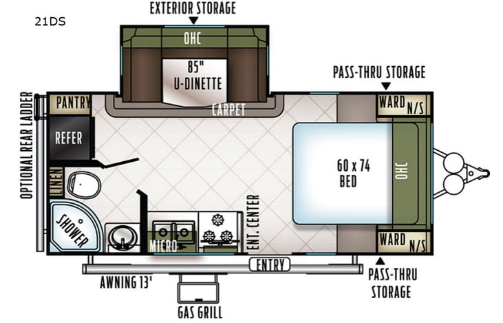 Representative floor plan provided by a trusted RVshare partner.
