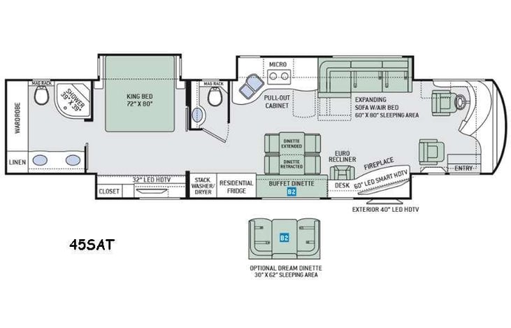 Representative floor plan provided by a trusted RVshare partner.