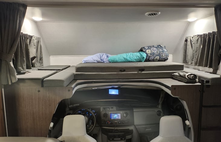 Overhead bunk, insert removed for easier path in/out of cab.