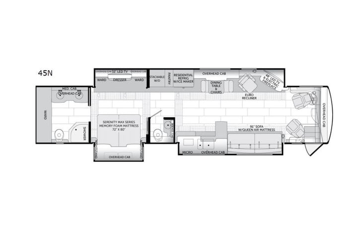 Representative floor plan provided by a trusted RVshare partner.