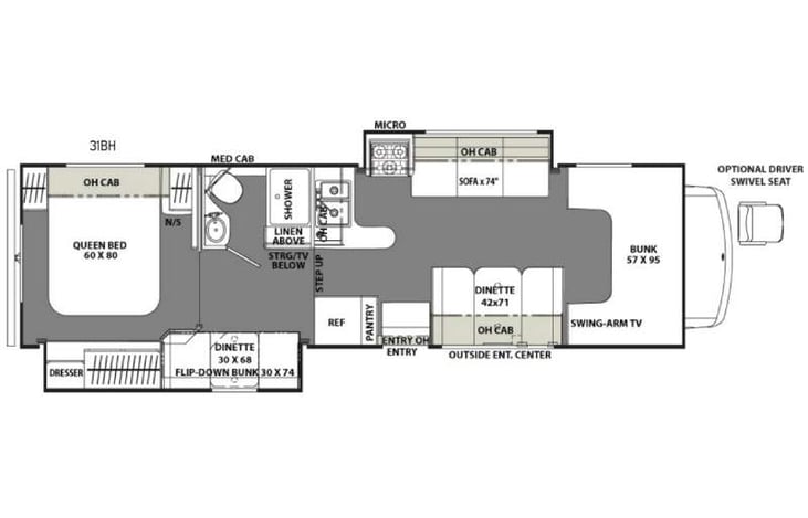 Representative floor plan provided by a trusted RVshare partner.