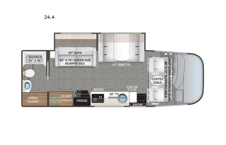 Representative floor plan provided by a trusted RVshare partner.