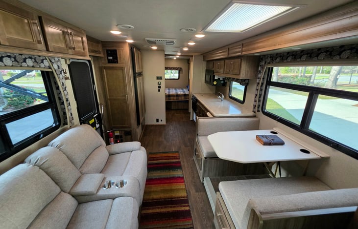 View from the cab looking back through the motorhome.