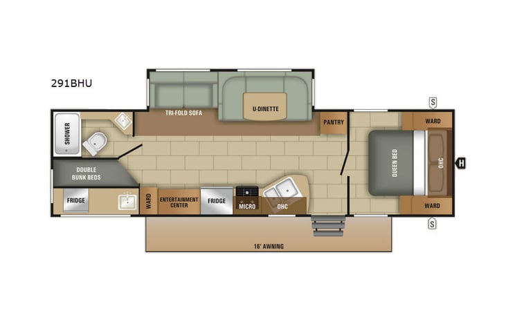 Representative floor plan provided by a trusted RVshare partner.