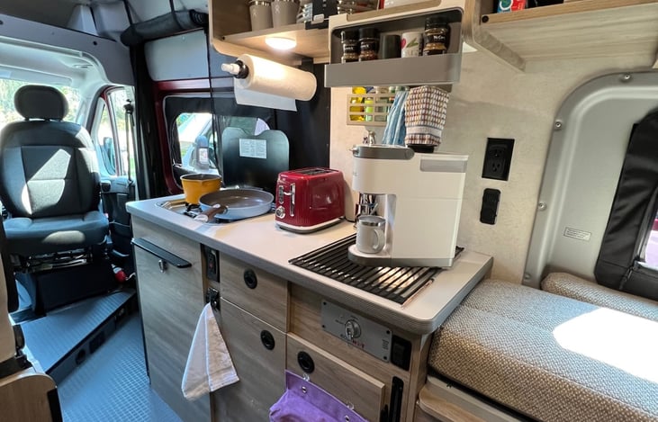 Outfitted with space-saving items.