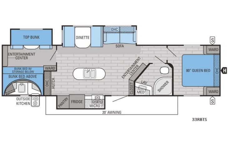 Representative floor plan provided by a trusted RVshare partner.
