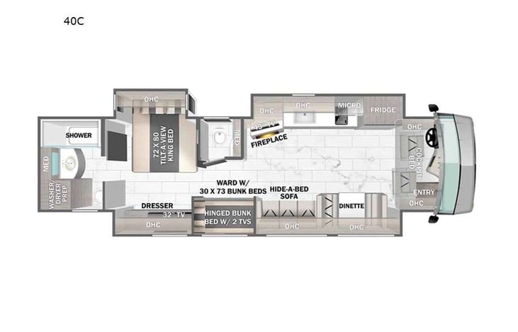Representative floor plan provided by a trusted RVshare partner.