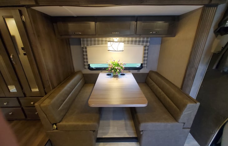 Bed for 2 converts to dinette table.