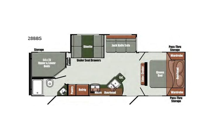 Representative floor plan provided by a trusted RVshare partner.