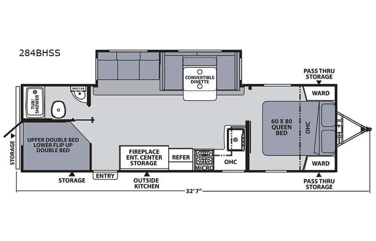 Representative floor plan provided by a trusted RVshare partner.