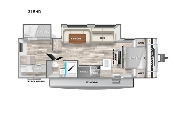 Representative floor plan provided by a trusted RVshare partner.