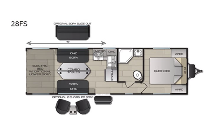 Representative floor plan provided by a trusted RVshare partner.
