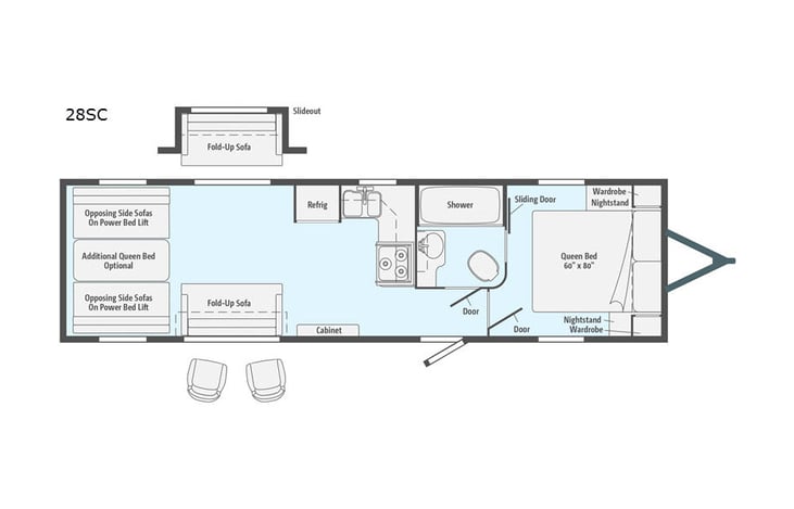 Representative floor plan provided by a trusted RVshare partner.
