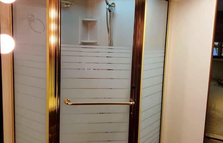 fairly large ( at least as in the case of camping) shower.