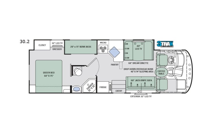 Representative floor plan provided by a trusted RVshare partner.