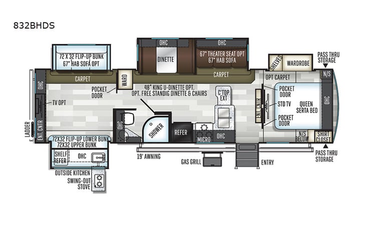 Representative floor plan provided by a trusted RVshare partner.
