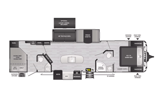 2022 Keystone RV Bullet 330BHS, two-room, two a/c, 1.5 bath